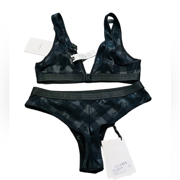 BALMAIN***Vichy Jacquard Bra and Brazilian Underwear XS**$585 - Picture 5 of 6